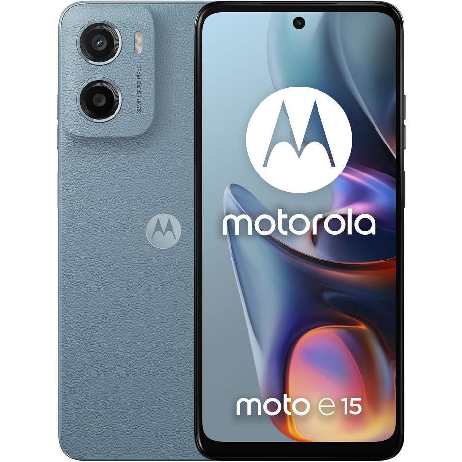 Motorola moto e15 Smartphone 4G 6.67" Ram 2 GB Memoria 64 GB Android 14 Colore Blu