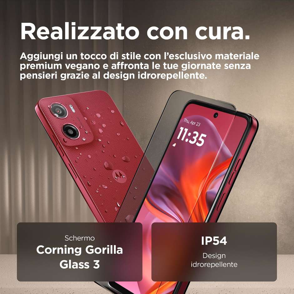 Motorola Moto G05 Smartphone 4G 6.67" Ram 4 GB Memoria 128 GB Android 15 Colore Rosso