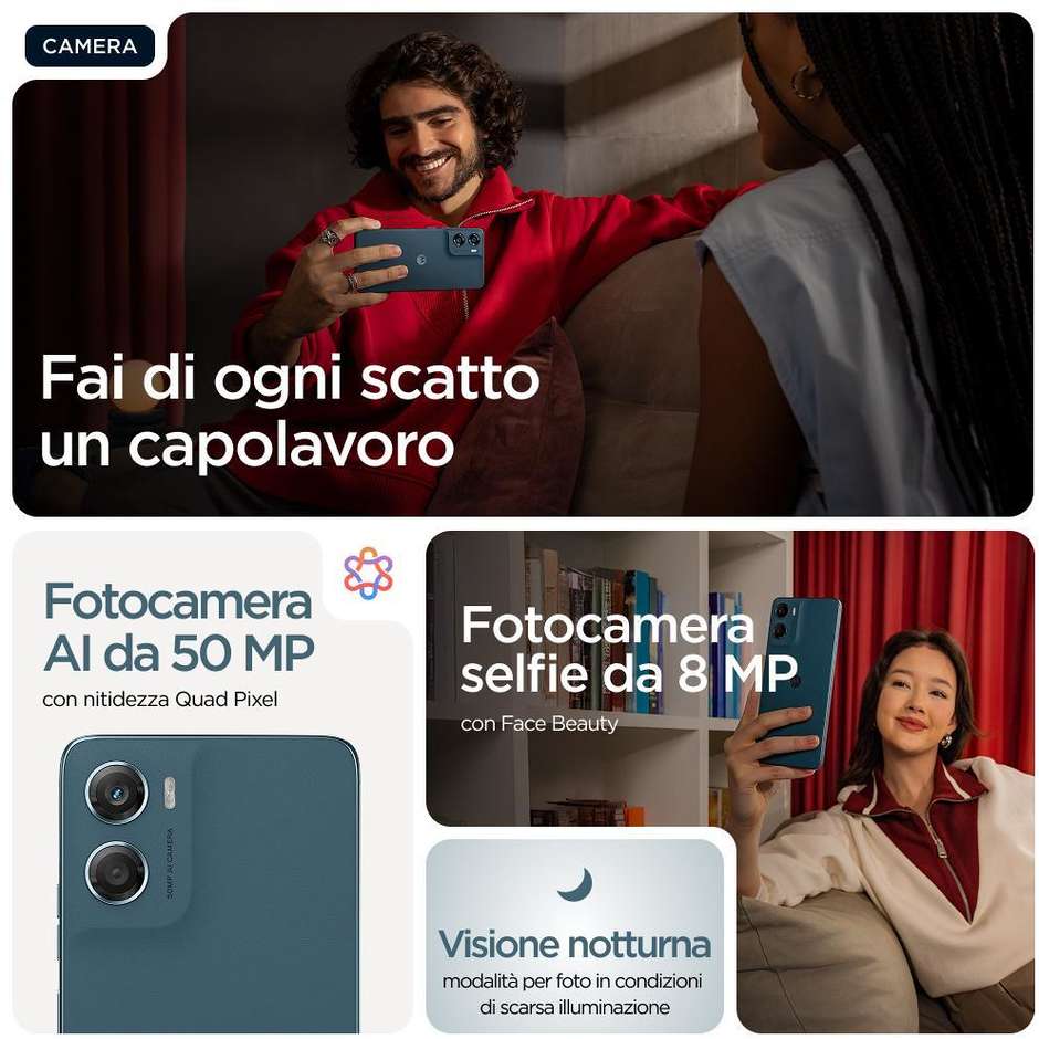 Motorola Moto G06 Smartphone 4G 17,5 cm (6.88") 120Hz 8 GB 256 GB Doppia SIM 50 MP 5000 mAh Blu Tapestry