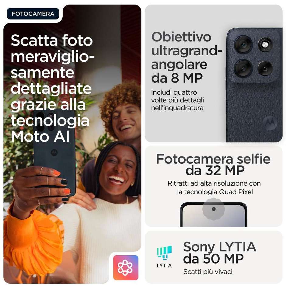Motorola moto G56 Smartphone 5G 6.72" Ram 8 GB Memoria 256 GB Android 15 Colore Nero