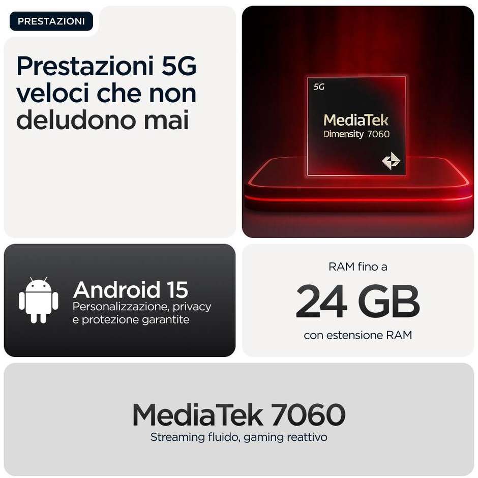 Motorola moto G56 Smartphone 5G 6.72" Ram 8 GB Memoria 256 GB Android 15 Colore Nero