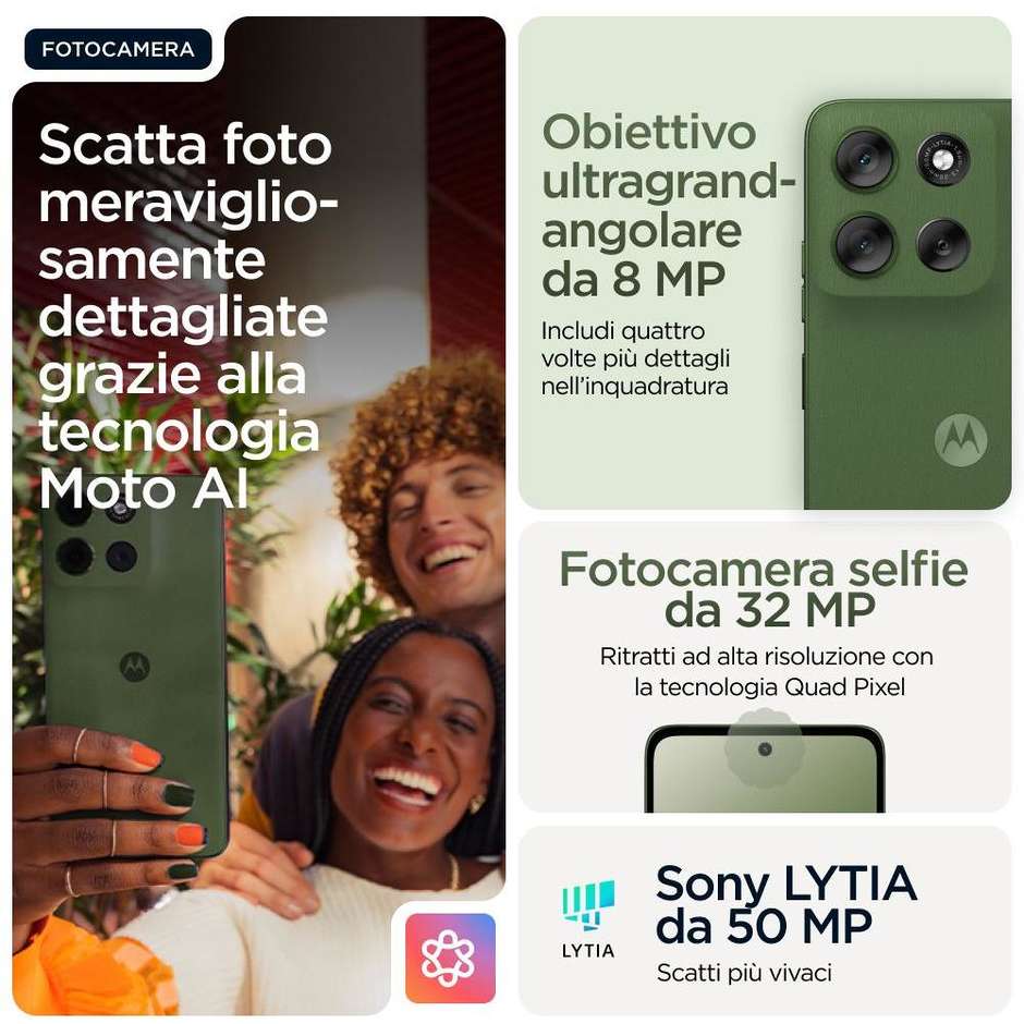 Motorola moto G56 Smartphone 5G 6.72" Ram 8 GB Memoria 256 GB Android 15 Colore Verde