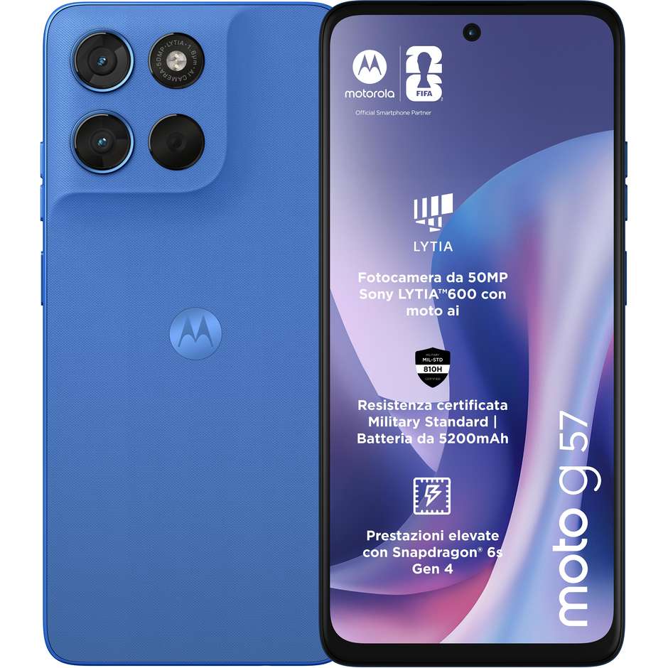 Motorola Moto G57 Smartphone 5G 17,1 cm (6.72") FHD+ 120Hz 8 GB 256 GB Doppia SIM 50 MP 5000 mAh Blu