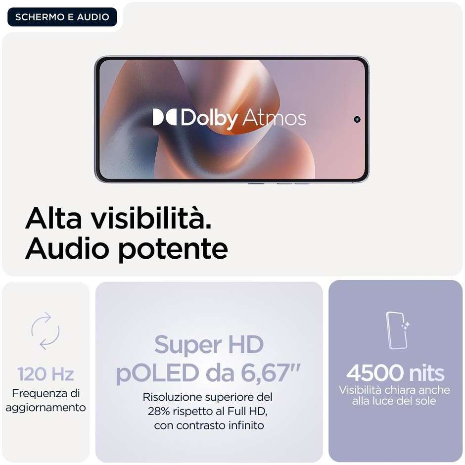 Motorola moto G86 Samartphone 5G 6.67" Ram 8 GB Memoria 256 GB Colore Lilla