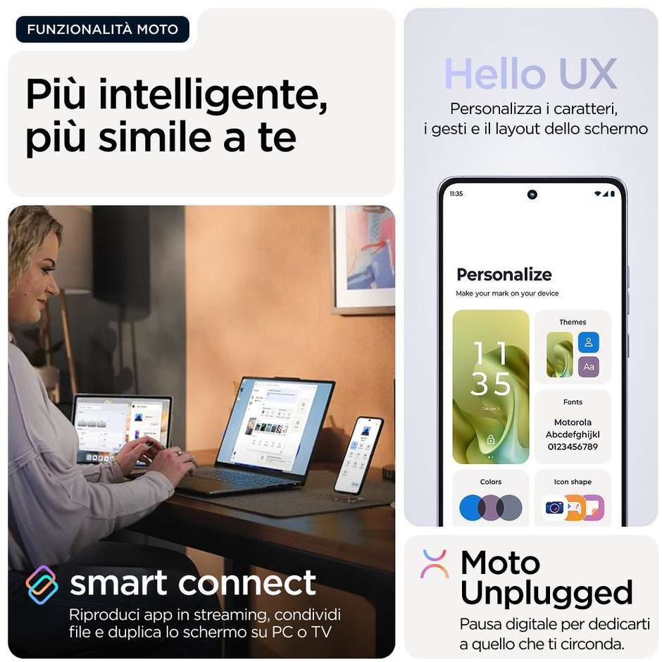 Motorola moto G86 Samartphone 5G 6.67" Ram 8 GB Memoria 256 GB Colore Lilla