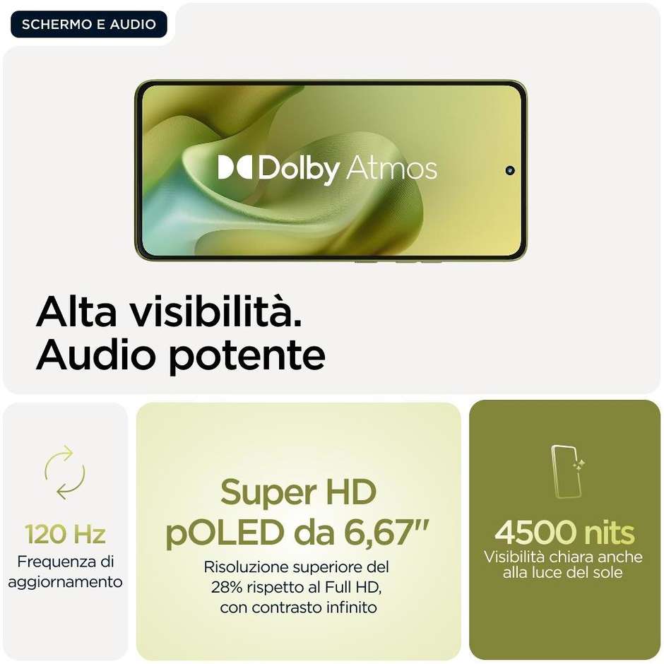 Motorola moto G86 Smartphone 5G 6.67"Ram 8 GB Memoria 256 GB Colore Verde