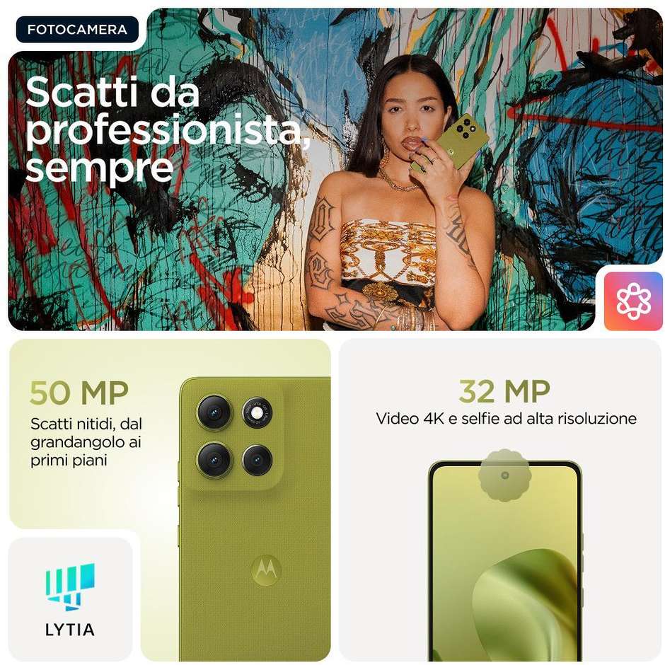 Motorola moto G86 Smartphone 5G 6.67"Ram 8 GB Memoria 256 GB Colore Verde