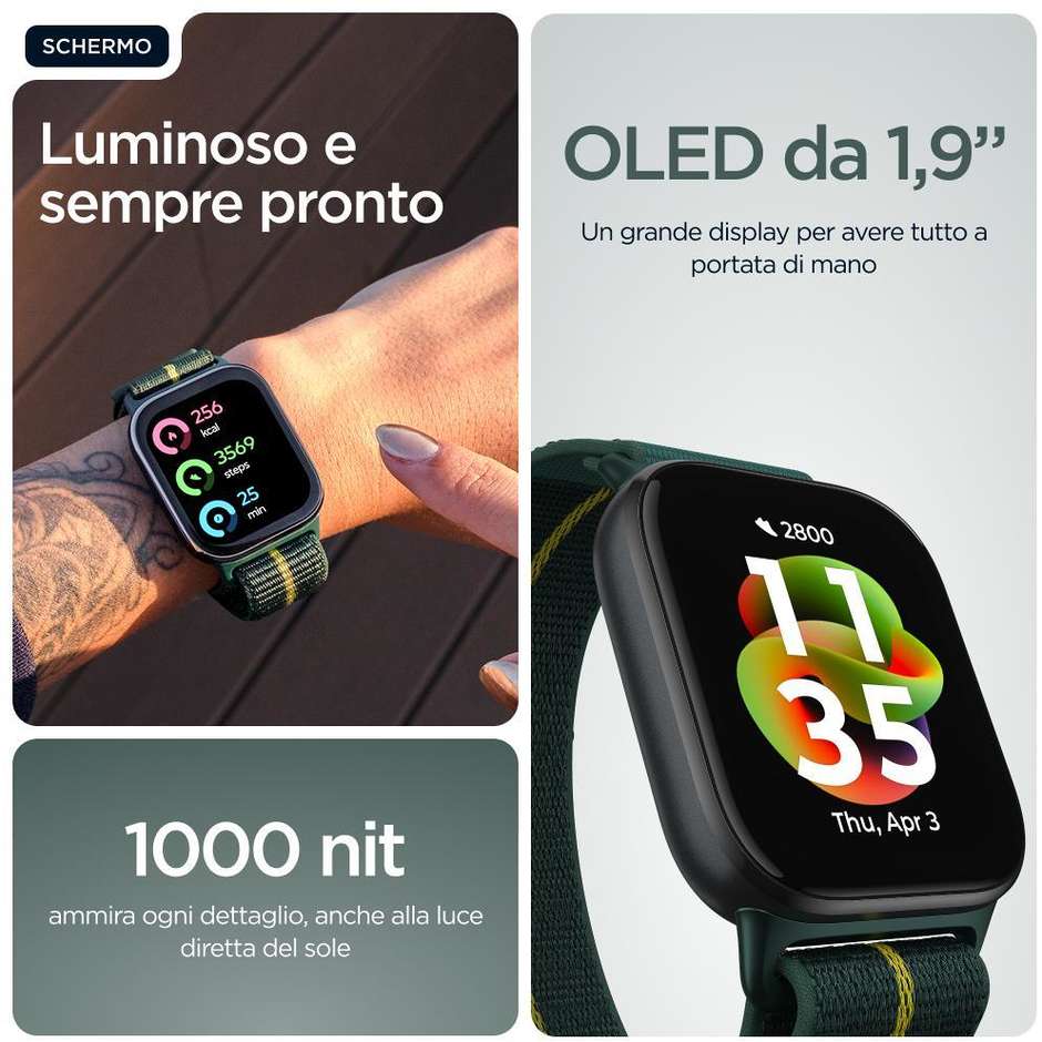 Motorola Moto Watch Fit 44.5mm Smartwatch AMOLED Cassa Alluminio GPS Bluetooth Colore Verde/Grigio