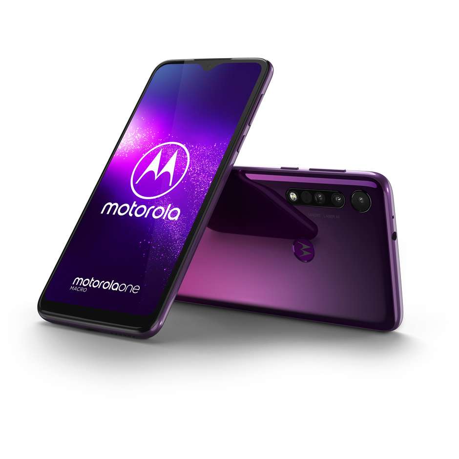 Motorola One Macro Smartphone 6,2" HD+ Ram 4 GB Memoria 64 GB Android 9.0 colore Ultra Violet