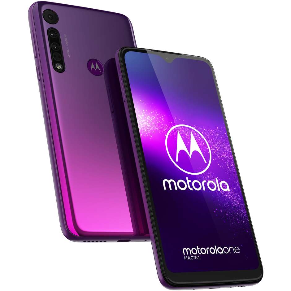 Motorola One Macro Smartphone 6,2" HD+ Ram 4 GB Memoria 64 GB Android 9.0 colore Ultra Violet