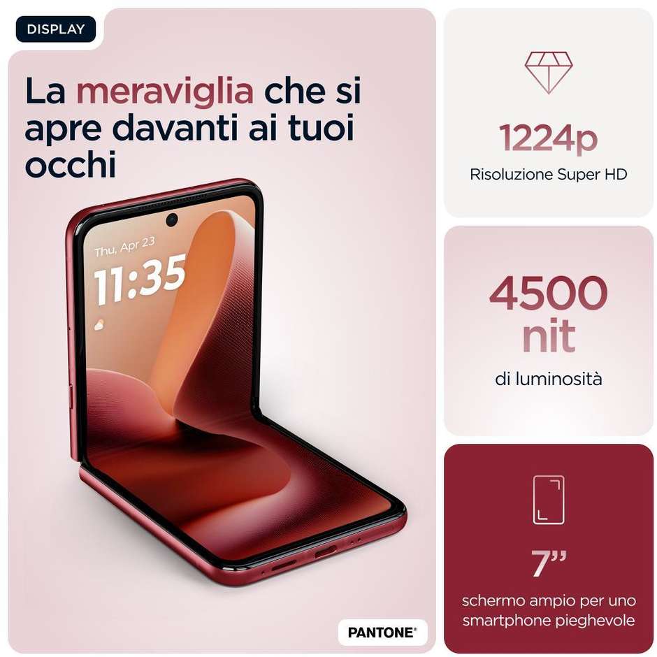 Motorola razr 60 ultra Smartphone 5G 6.96" Ram 16 GB Memoria 512 GB Android 15 Colore Rio Red