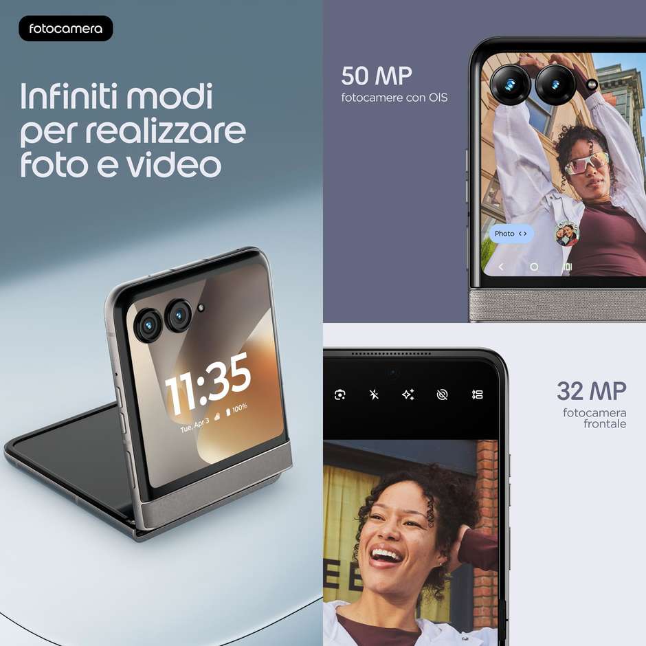 Motorola Razr 70 Smartphone Pieghevole 5G 17,5 cm (6.9") AMOLED 120Hz 8 GB 256 GB PANTONE Hematite