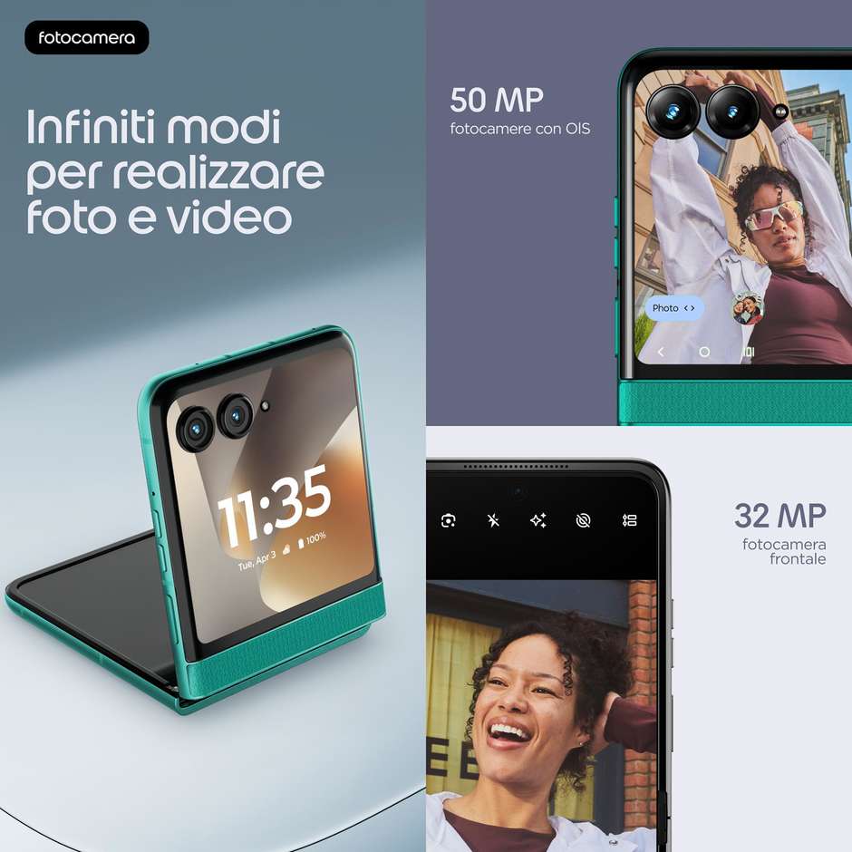 Motorola Razr 70 Smartphone Pieghevole 5G 17,5 cm (6.9") AMOLED 120Hz 8 GB 256 GB PANTONE Sporting Green
