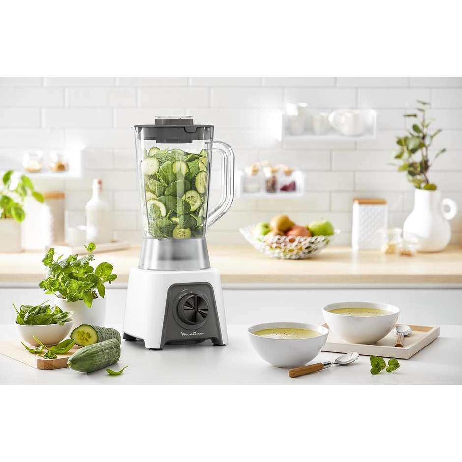 Moulinex Blendeo+ LM2C01 Frullatore da Tavolo 450 W Lame Zelkrom Caraffa 1,5 Litri Bianco