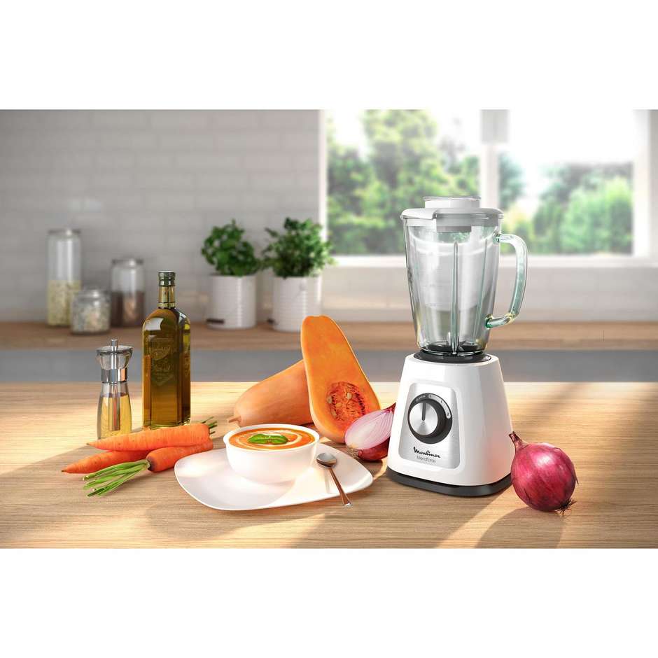 Moulinex Blendforce LM4351 Frullatore da Tavolo 800W Caraffa in Vetro Termico 1,75L Powelix Bianco