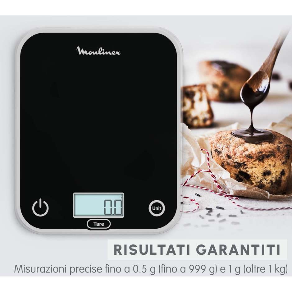Moulinex BN50U5 Optiss Bilancia Digitale Rettangolare in Vetro 5 kg Slim