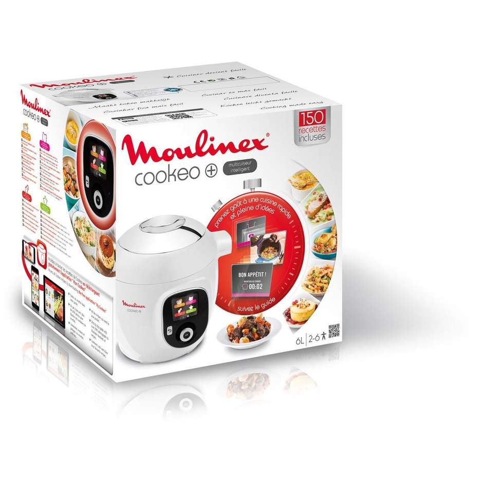 Moulinex Cookeo+ CE851A Multicooker Intelligente ad Alta Pressione 1600W Ciotola 6L 150 Ricette Bianco
