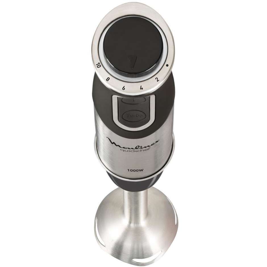 Moulinex DD6578 Frullatore ad Immersione 1000 W, 10 Velocità con Turbo e Pulse, Asta Inox Removibile, Tritatutto 0,5 L e Ciotola 0,8 L, Nero/Acciaio Inox