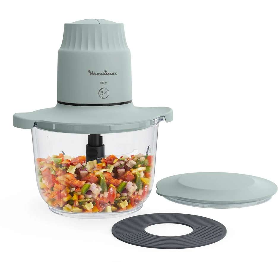 Moulinex DJ603110 Choppeo Tritatutto 1L 500W con ciotola in vetro grigio