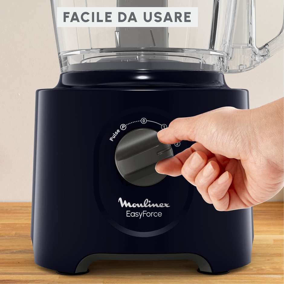 Moulinex Easy Force FP242810 Food Processor Compatto 700W Ciotola 2,4L 6 Accessori Nero