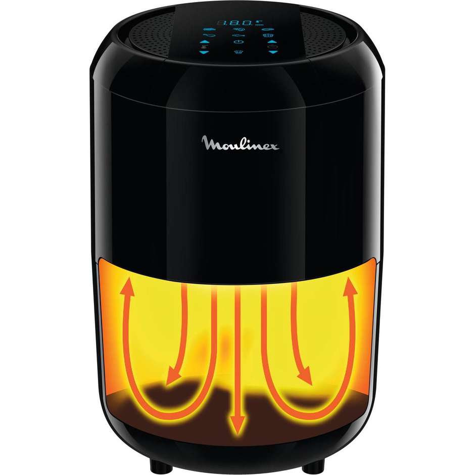 Moulinex Easy Fry Compact EZ3018 Friggitrice ad Aria Salvaspazio Capacità 1,5 Litri 1030 W Nero