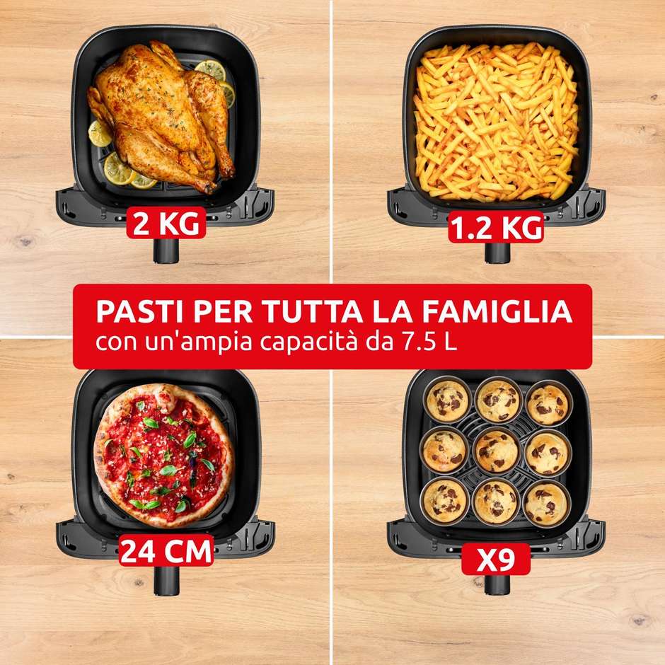 Moulinex Easy Fry Mega Compact EZ8618 Friggitrice ad Aria 7,5 L Touch Nero