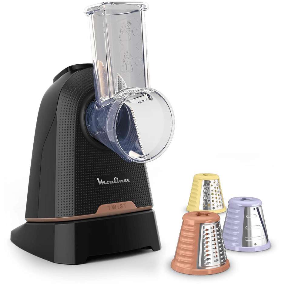 Moulinex Fresh Express Twist DK8638 grattugia elettrica 3 rulli Direct-Serve nero