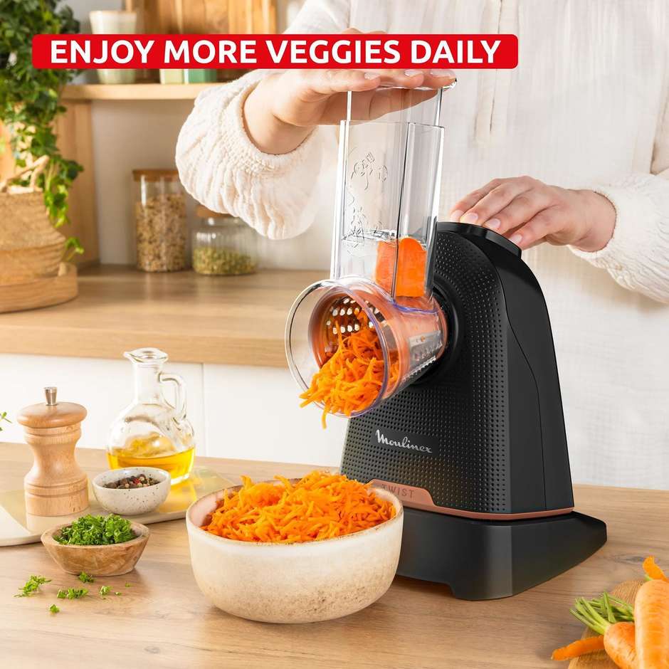 Moulinex Fresh Express Twist DK8638 grattugia elettrica 3 rulli Direct-Serve nero