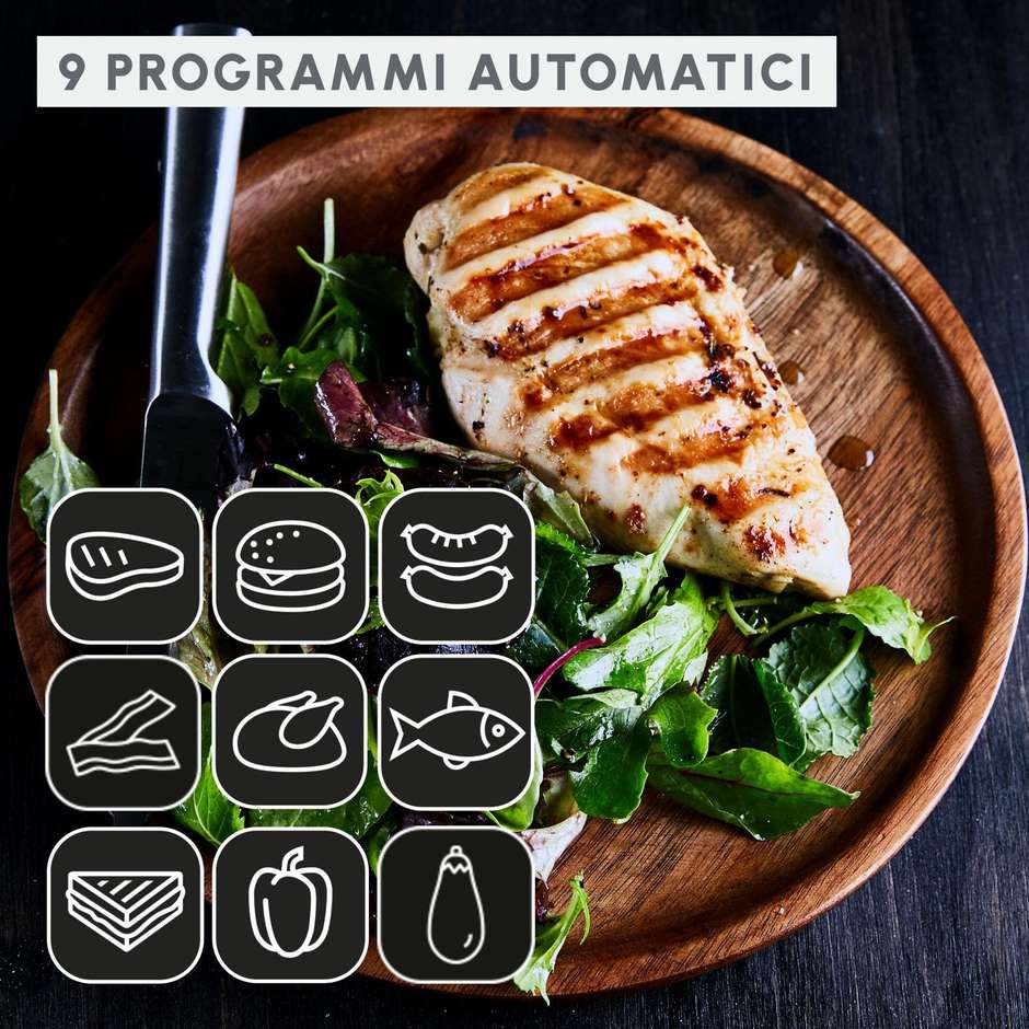 Moulinex GI7278 OptiGrill+ XL Bistecchiera Elettrica 2100 W, Piastre Antiaderenti Rimovibili, 69 Programmi Automatici, Nero