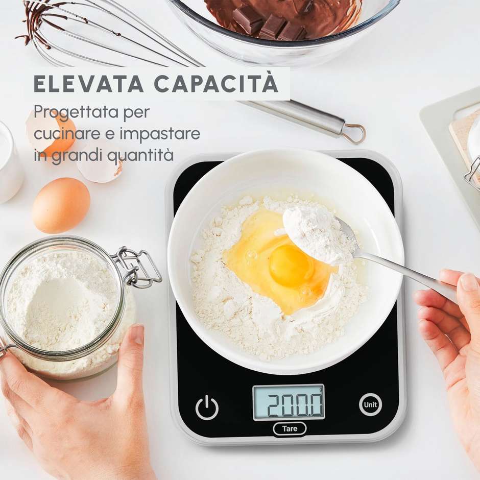 Moulinex Optiss BN50U5 Bilancia da cucina digitale 5 kg, precisione 0,5 g, nera