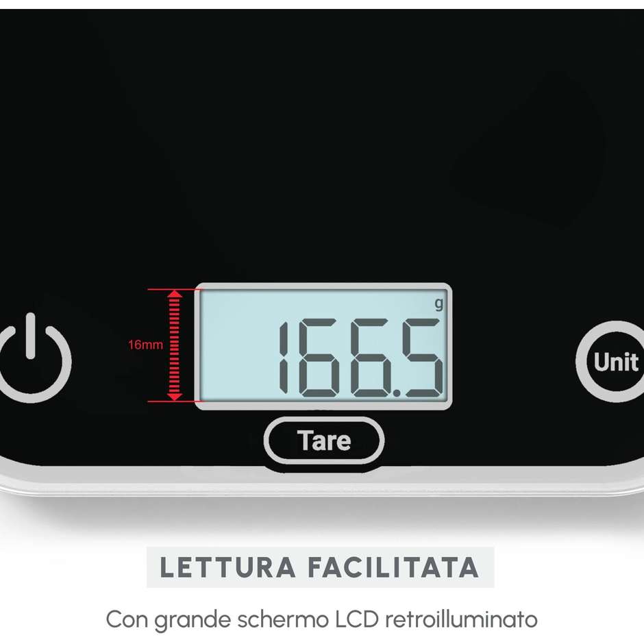 Moulinex Optiss BN50U5VO Bilancia da Cucina Digitale in Vetro Portata 5 kg Fucsia e Lampone