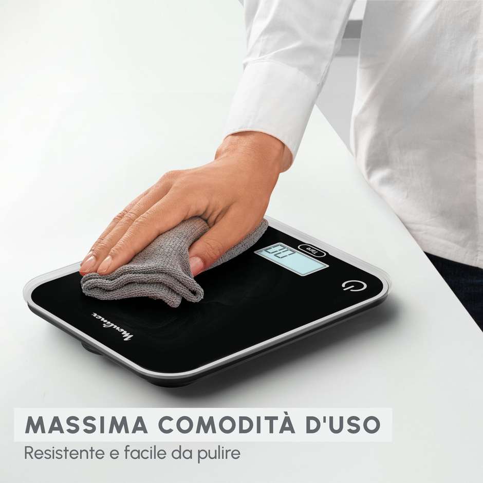 Moulinex Optiss BN50U5VO Bilancia da Cucina Digitale in Vetro Portata 5 kg Fucsia e Lampone