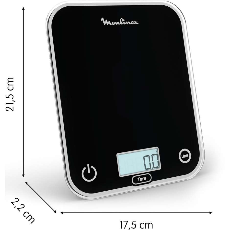 Moulinex Optiss BN50U5VO Bilancia da Cucina Digitale in Vetro Portata 5 kg Fucsia e Lampone