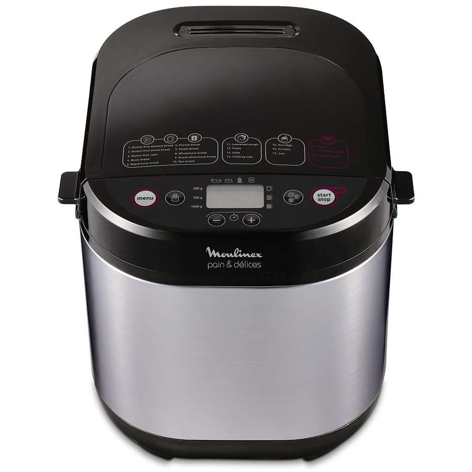 Moulinex OW240E Pain & Délices Macchina del Pane 650 W 20 Programmi Cestello Yogurt Inox
