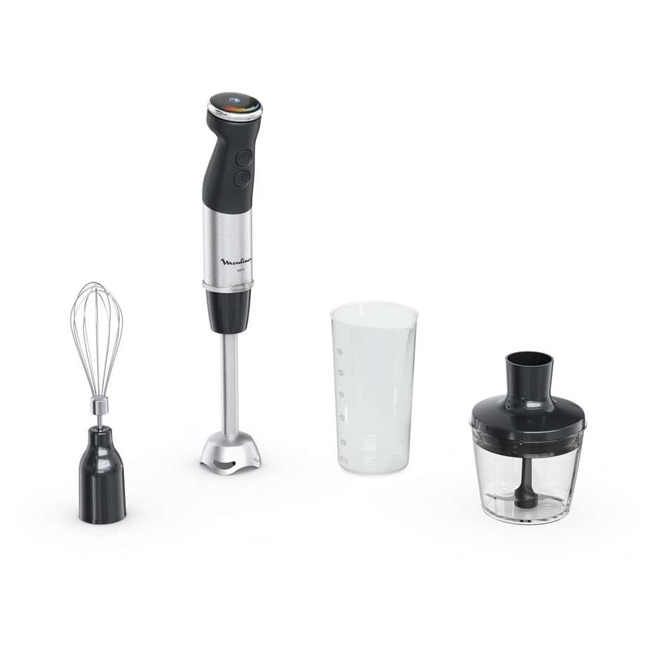 Moulinex Quickchef+ DD6738 Frullatore ad Immersione 1000W 20 Velocità Powelix Tritatutto 500ml Frusta Grigio