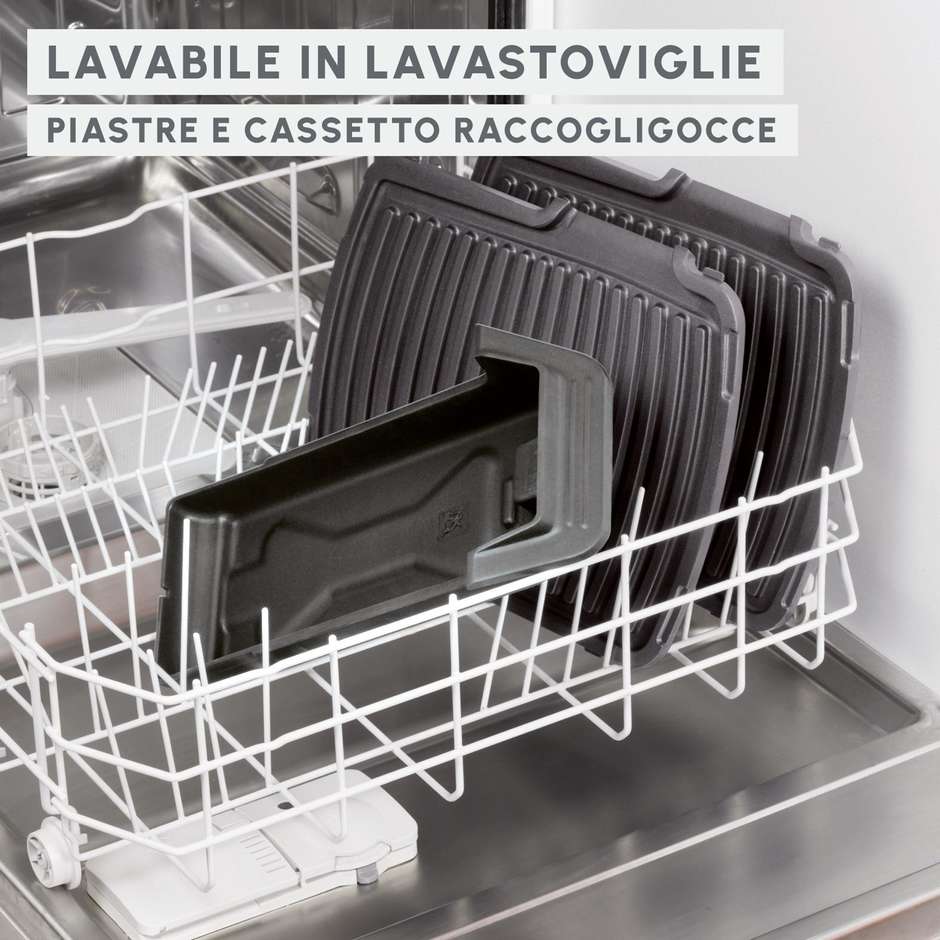 Moulinex UltraCompact Comfort GI306010 Griglia elettrica 2.000 W, nero e inox