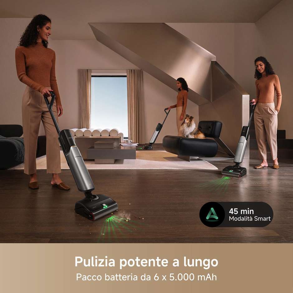 MOVA X4 Pro Aspirapolvere Lavapavimenti Cordless 450 W 20000 Pa Serbatoi 0,76/0,73 L Nero e Grigio