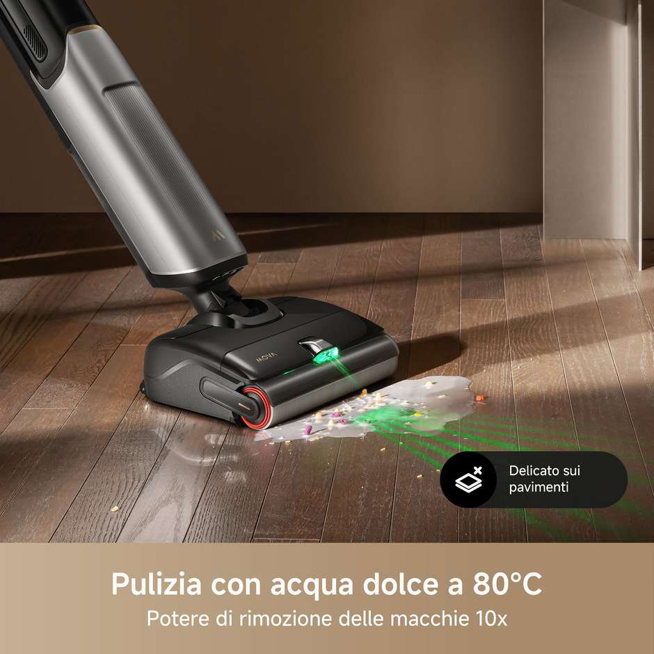 MOVA X4 Pro Lavapavimenti Cordless 450W Aspirazione 20000Pa Batteria 5Ah Serbatoio 0,76L Nero