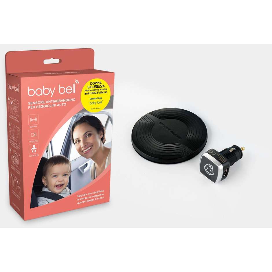 MT Distribution Baby Bell Sensore Wireless Anti-Abbandono Seggiolini Auto con Display Accendisigari