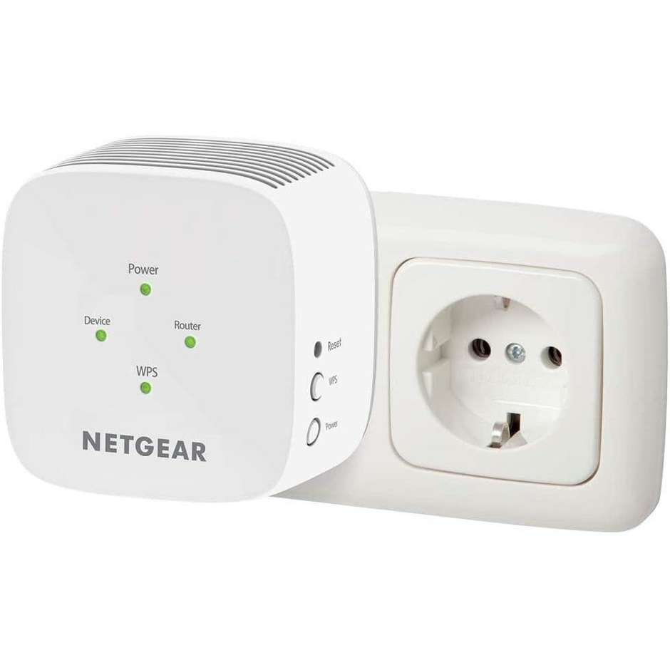 NETGEAR EX3110 Ripetitore Wi-Fi Dual Band AC750 Range Extender Compatto da Presa a Muro con FastLane - Bianco