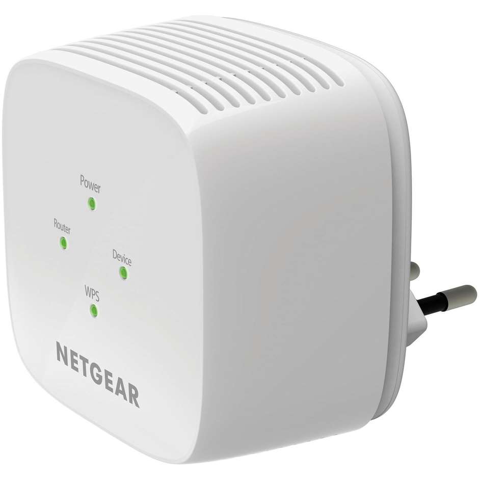 NETGEAR EX6110 Ripetitore Wi-Fi Dual Band AC1200 Range Extender da Presa con Indicatori Smart LED - Bianco