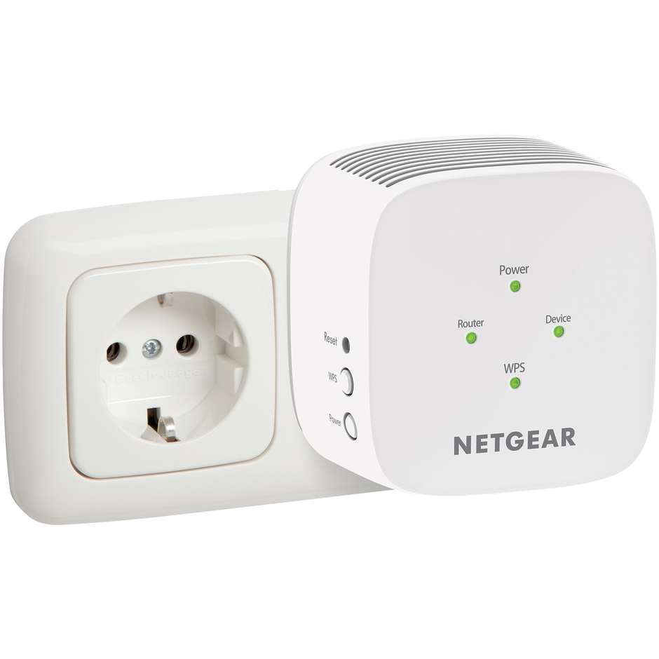 Netgear EX6110 Ripetitore Wi-Fi Range Extender AC1200 Dual Band Tecnologia FastLane Presa a Muro Bianco