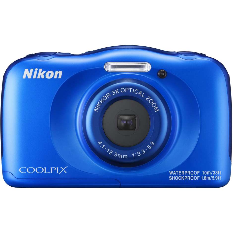 Nikon Coolpix W100 Fotocamera digitale impermeabile Zoom ottico 3x colore Blu
