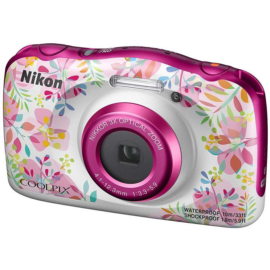 Nikon COOLPIX W150 Flower Fotocamera digitale compatta 13 Megapixel colore Bianco, Rosa + Zaino