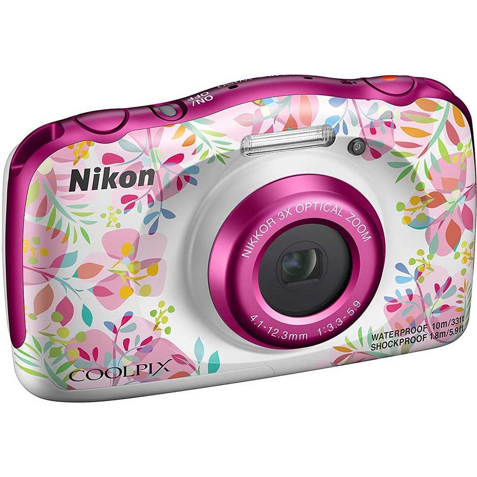 Nikon COOLPIX W150 Flower Fotocamera digitale compatta 13 Megapixel colore Bianco, Rosa + Zaino