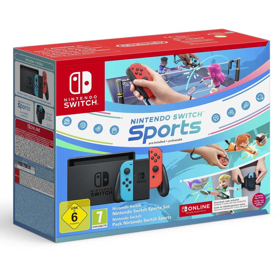 Nintendo 10014486 Console Switch+ Switch Sports+NSO 12m Pegi 7 Anni Colore Multicolore