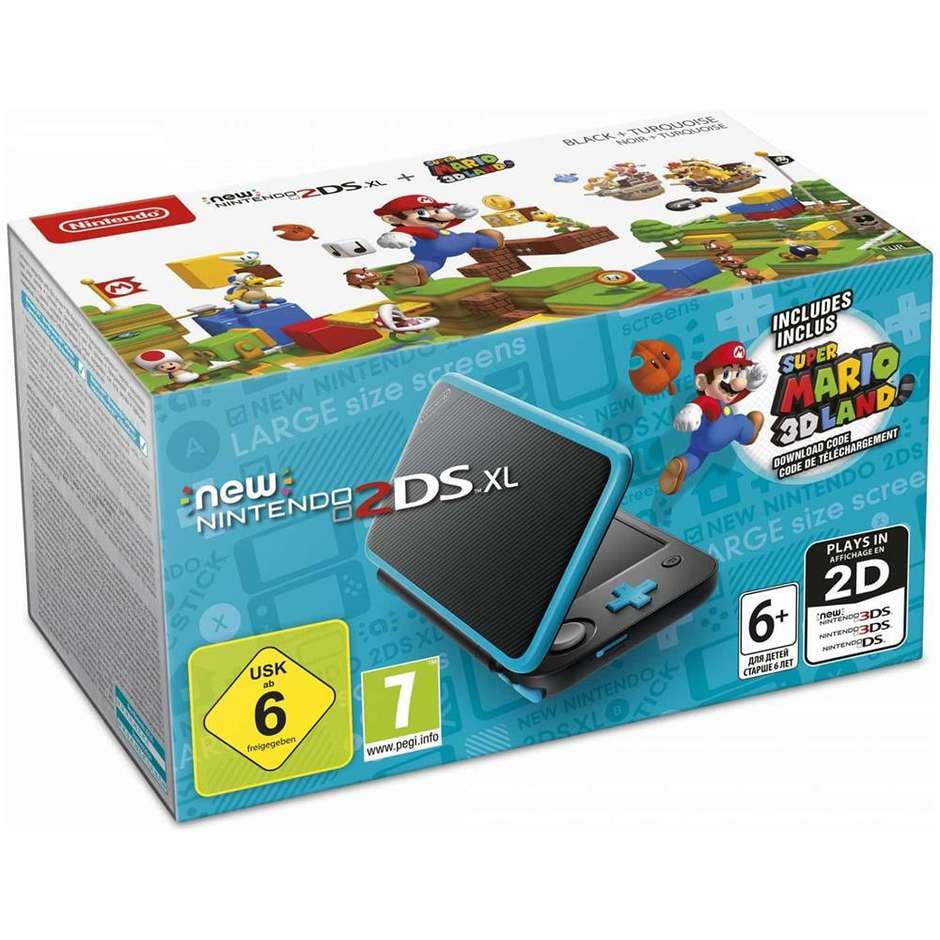 Nintendo 2DS XL console games 4,88" Touchscreen colore Nero,Turchese + Super Mario 3D Land