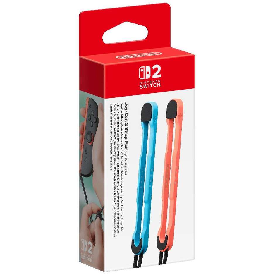 Nintendo Cinturini da Polso per Joy-Con (10015103) Coppia di Laccetti di Sicurezza con Guida di Scorrimento per Nintendo Switch 2 Blu e Rosso