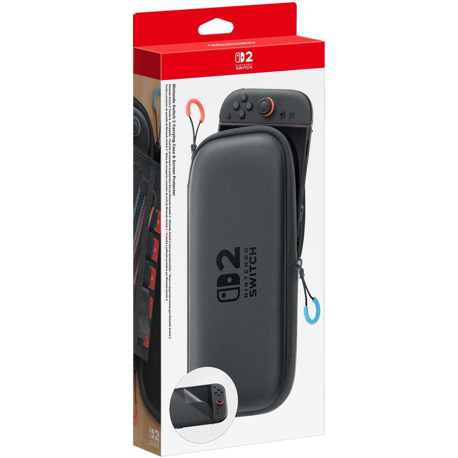Nintendo Custodia Rigida Protettiva Ufficiale per Switch 2 (10015104) Custodia da Viaggio con Alloggiamenti per Schede Gioco e Pellicola Nero