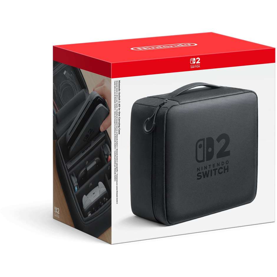 Nintendo Switch 2 Custodia da Trasporto All-in-One Ufficiale (10015473) Borsa Protettiva Rigida con Scomparti per Console Dock e Controller Nero